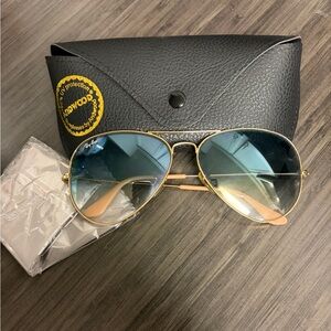 Ray-Ban Gold and Blue Aviator Sunglasses
